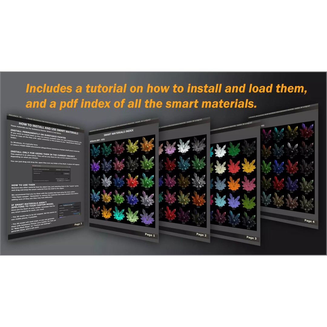 100 Gemstone Smart Materials 3D Model – PBR Textures for Substance Painter - View 15