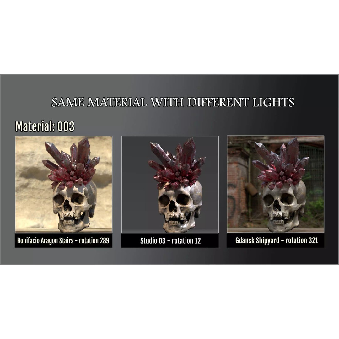 100 Gemstone Smart Materials 3D Model – PBR Textures for Substance Painter - View 3