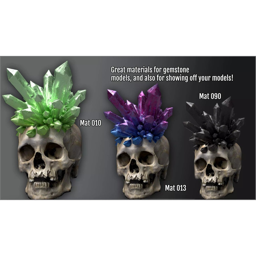 100 Gemstone Smart Materials 3D Model – PBR Textures for Substance Painter - View 4