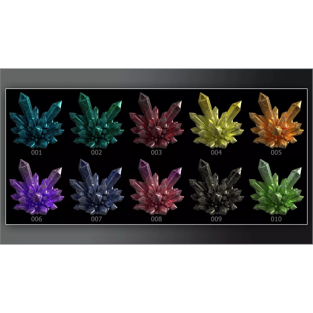 100 Gemstone Smart Materials 3D Model – PBR Textures for Substance Painter - View 5