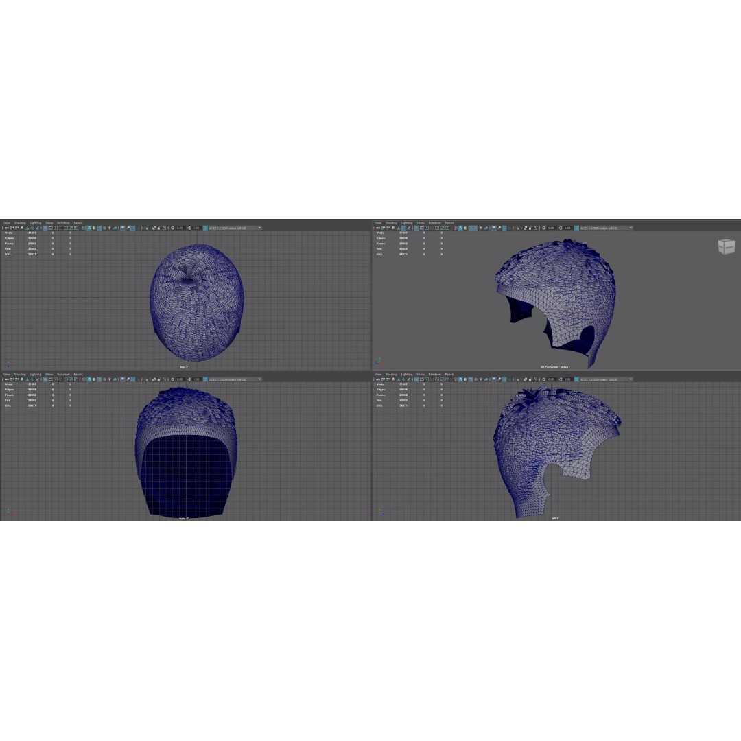 Buzz Cut Fade 3D Model – Low Poly Game-Ready Hair Asset, FBX - View 10