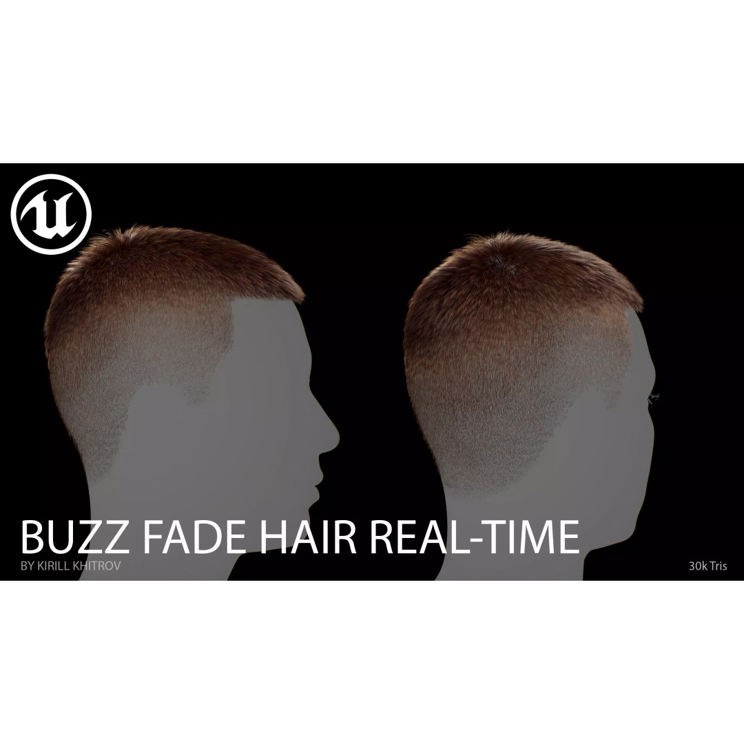 Buzz Cut Fade 3D Model – Low Poly Game-Ready Hair Asset, FBX - View 5