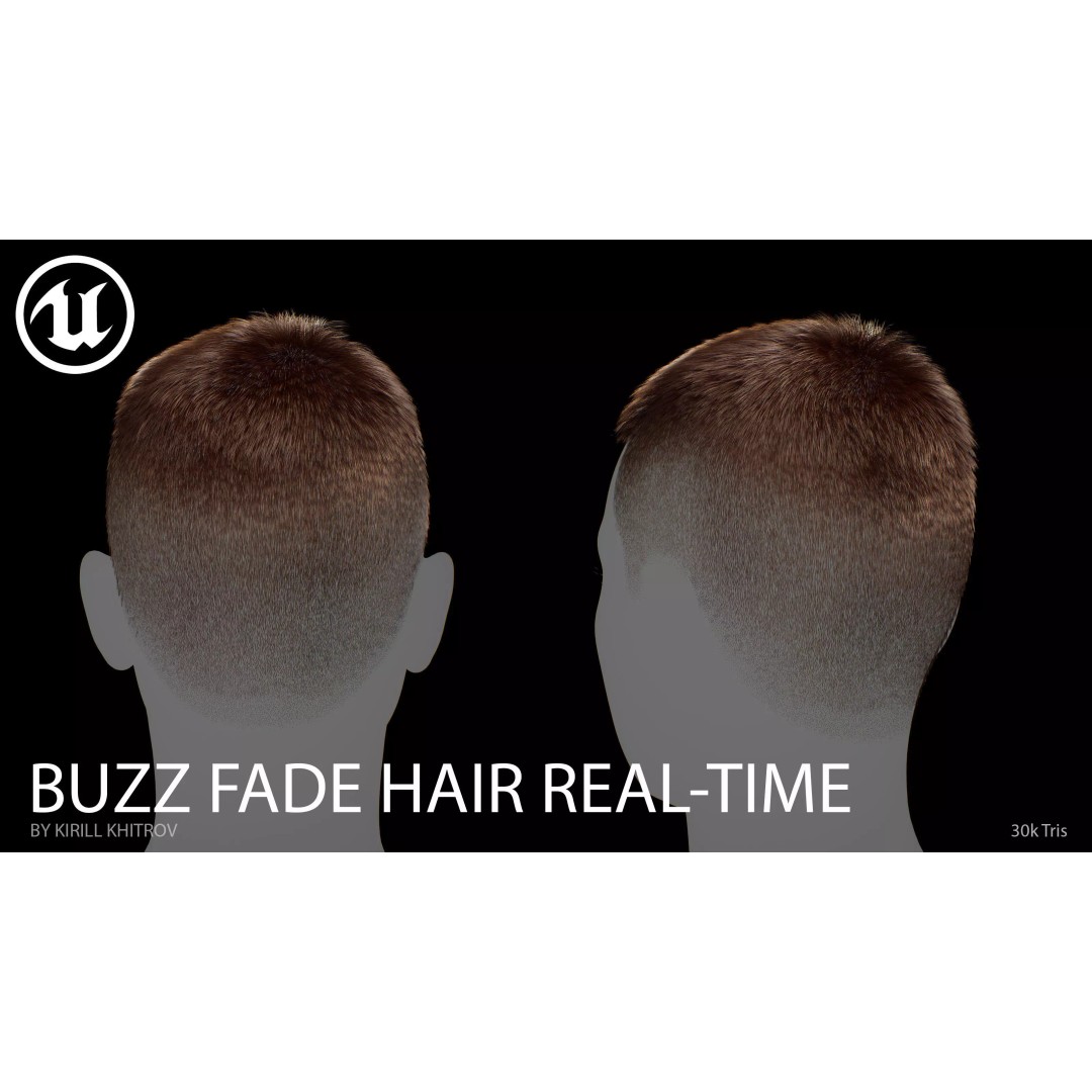 Buzz Cut Fade 3D Model – Low Poly Game-Ready Hair Asset, FBX - View 6