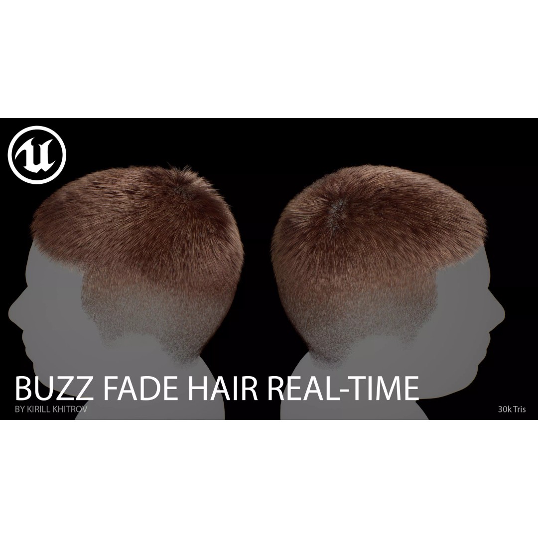Buzz Cut Fade 3D Model – Low Poly Game-Ready Hair Asset, FBX - View 8