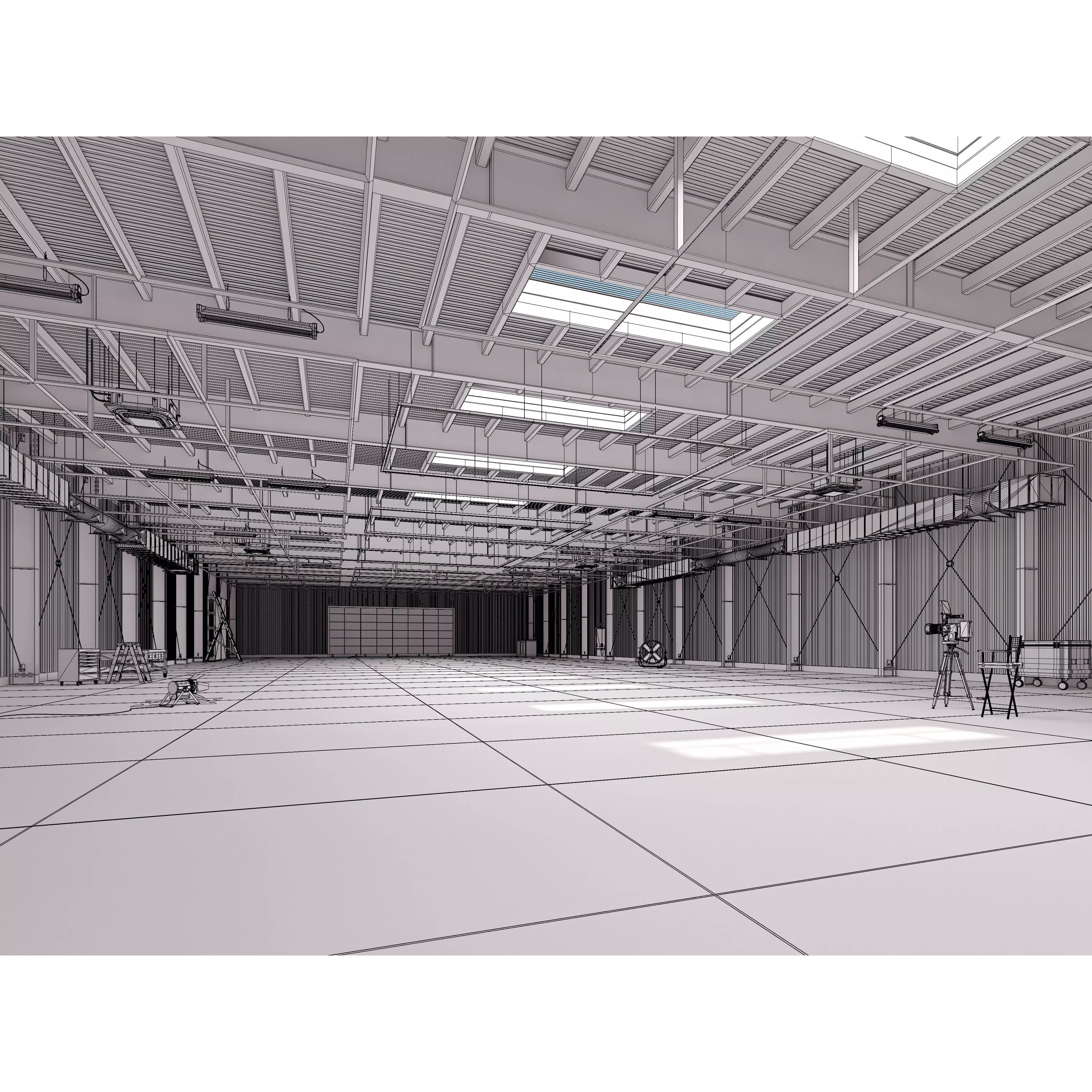 Hangar Interior V3 - Low-Poly Game-Ready 3D Model - View 4