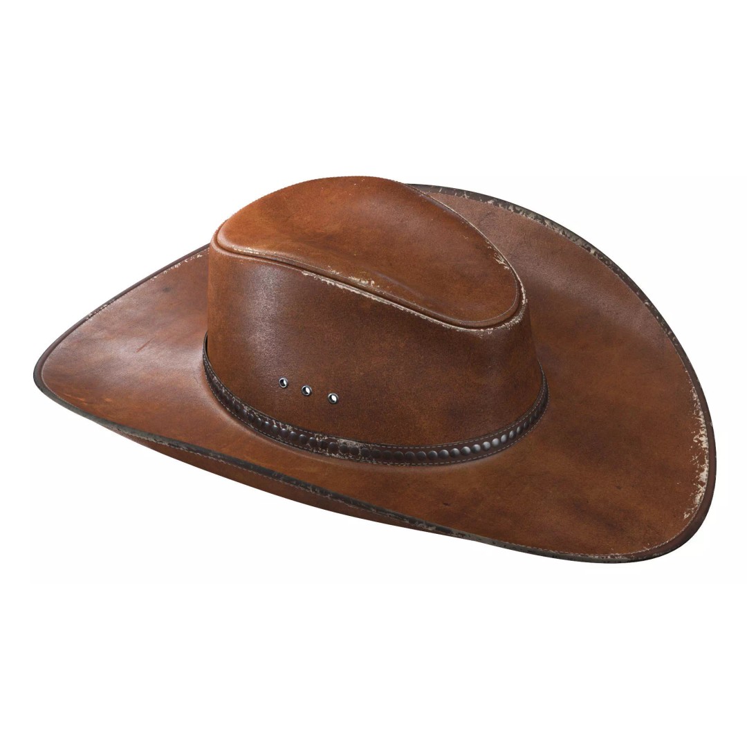 Cowboy Hat 3D Model – Realistic PBR Textured Headwear, FBX/OBJ - View 4