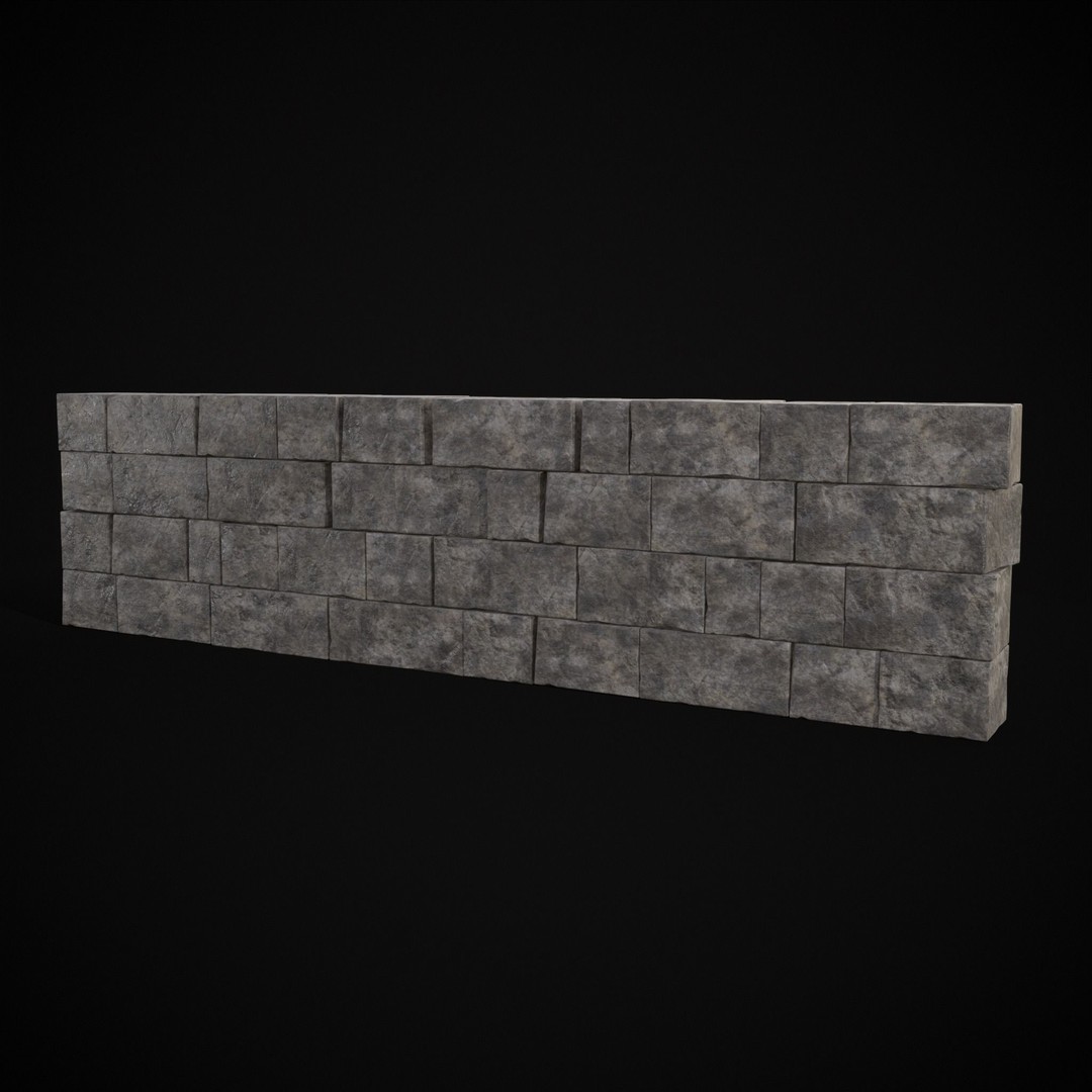 Medieval Cut Brick Wall 3D Model – Low Poly Game Asset, FBX, PBR Textures - View 10