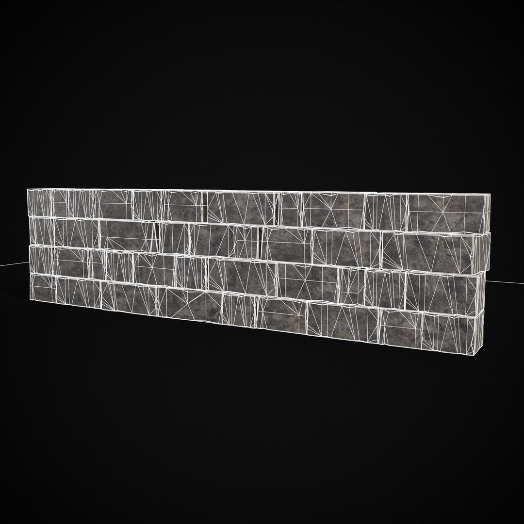 Medieval Cut Brick Wall 3D Model – Low Poly Game Asset, FBX, PBR Textures - View 11