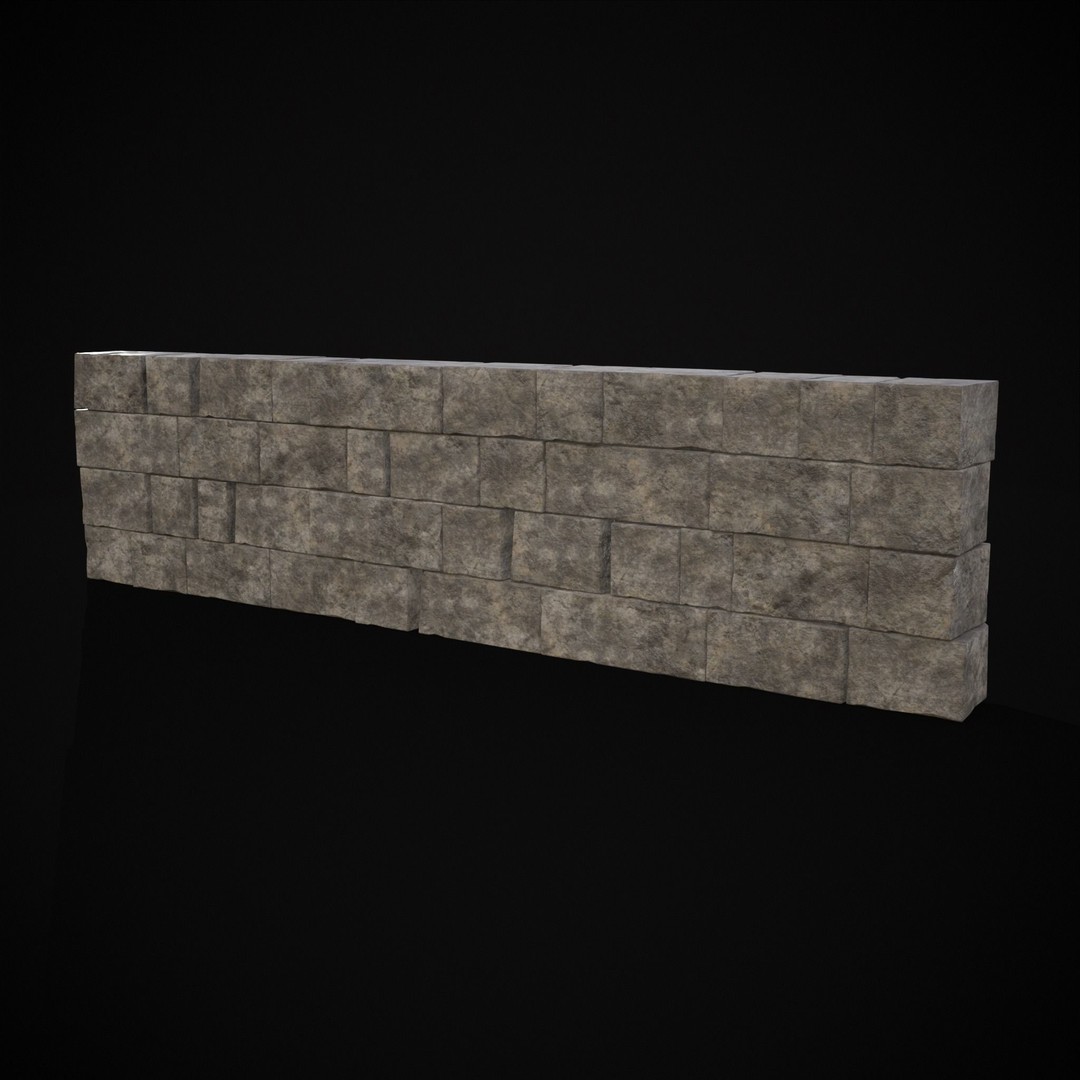 Medieval Cut Brick Wall 3D Model – Low Poly Game Asset, FBX, PBR Textures - View 12