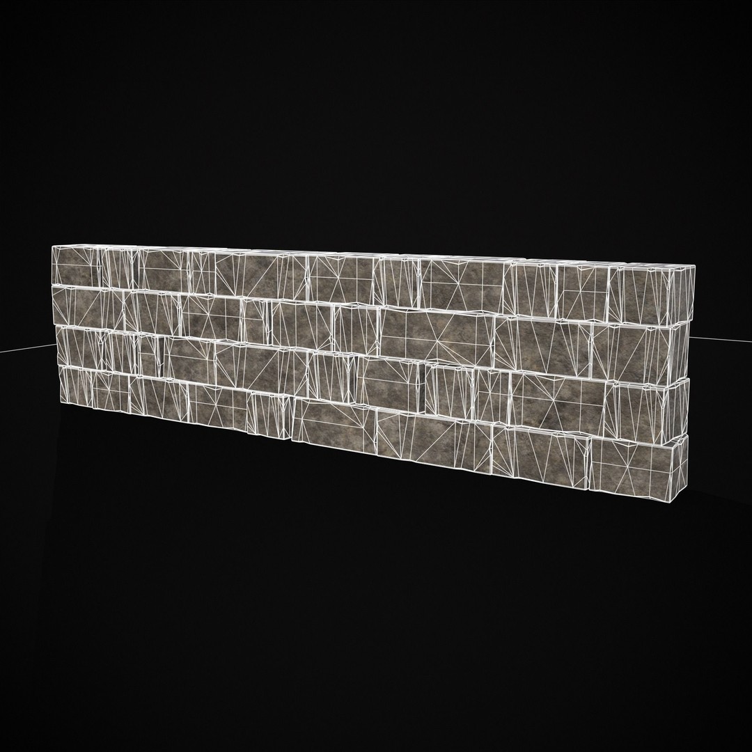 Medieval Cut Brick Wall 3D Model – Low Poly Game Asset, FBX, PBR Textures - View 13