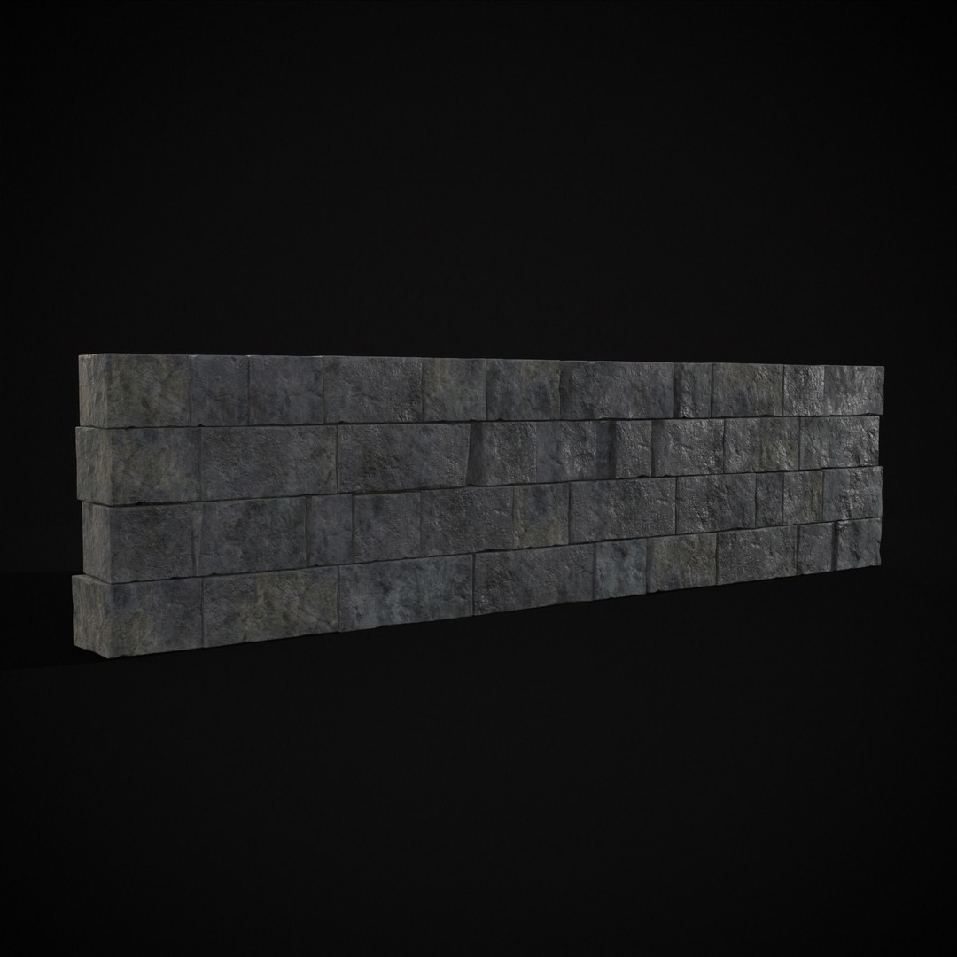 Medieval Cut Brick Wall 3D Model – Low Poly Game Asset, FBX, PBR Textures - View 16