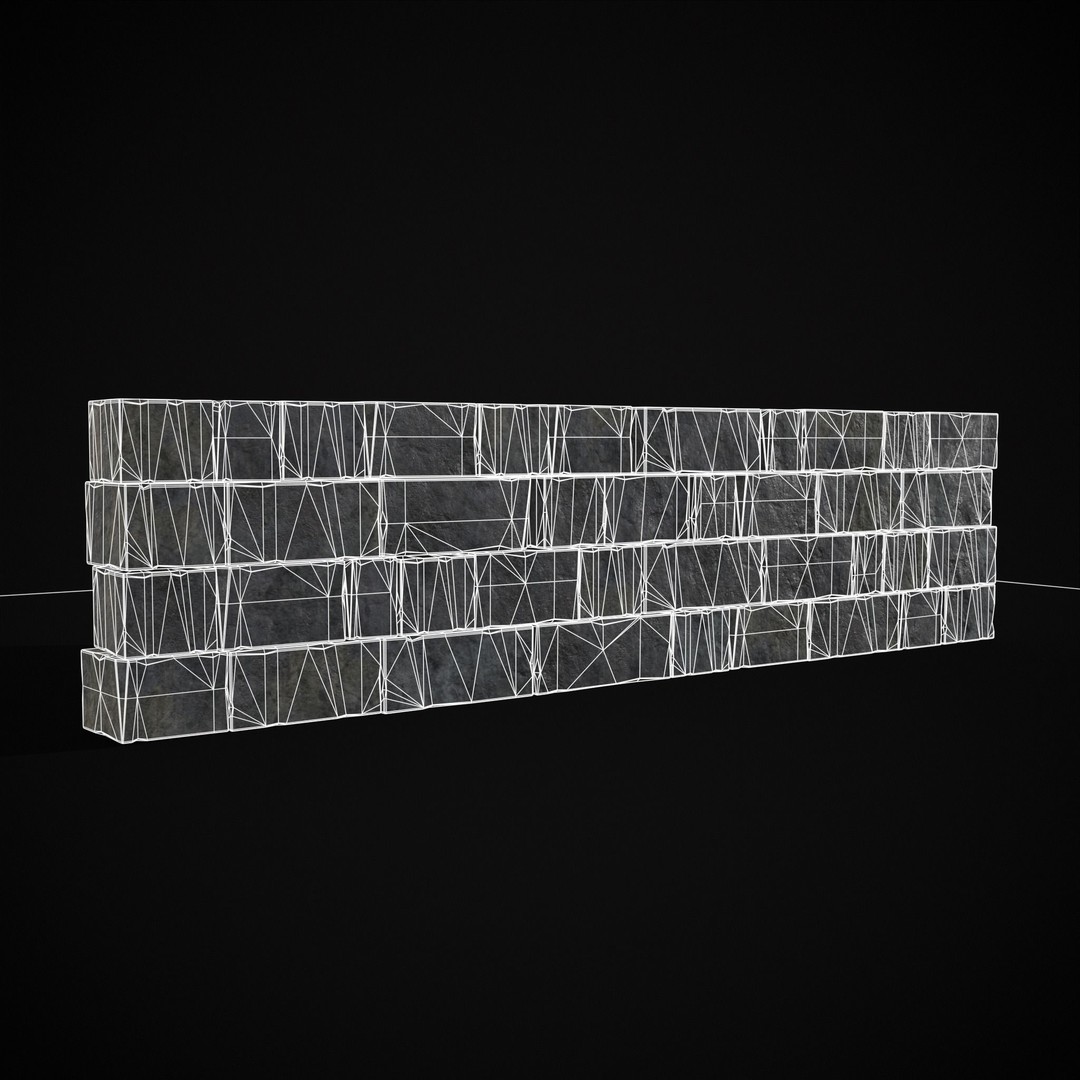Medieval Cut Brick Wall 3D Model – Low Poly Game Asset, FBX, PBR Textures - View 17