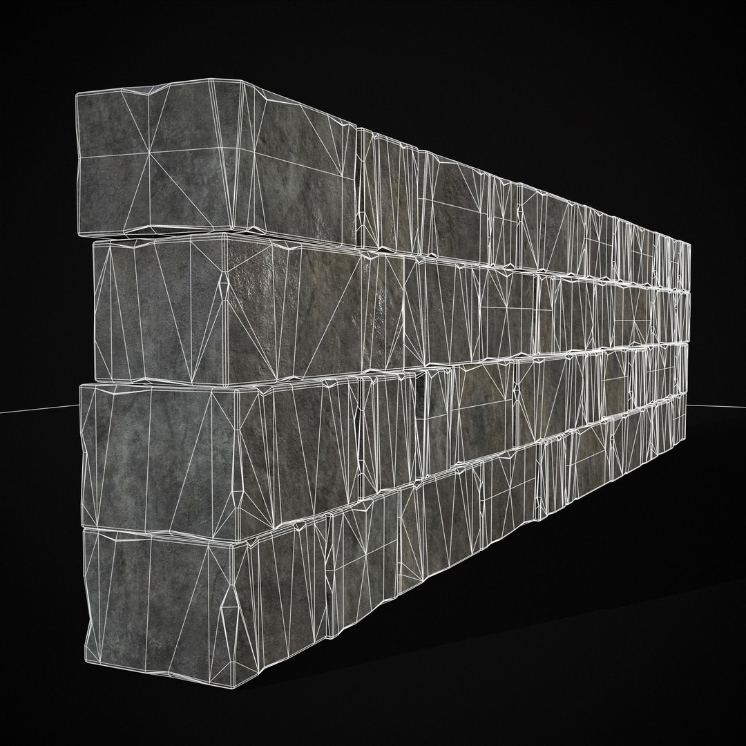 Medieval Cut Brick Wall 3D Model – Low Poly Game Asset, FBX, PBR Textures - View 19