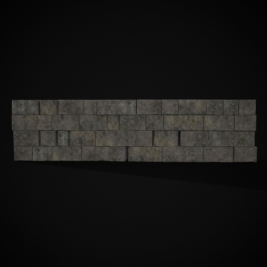Medieval Cut Brick Wall 3D Model – Low Poly Game Asset, FBX, PBR Textures - View 20