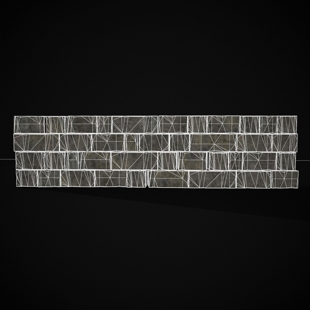 Medieval Cut Brick Wall 3D Model – Low Poly Game Asset, FBX, PBR Textures - View 21