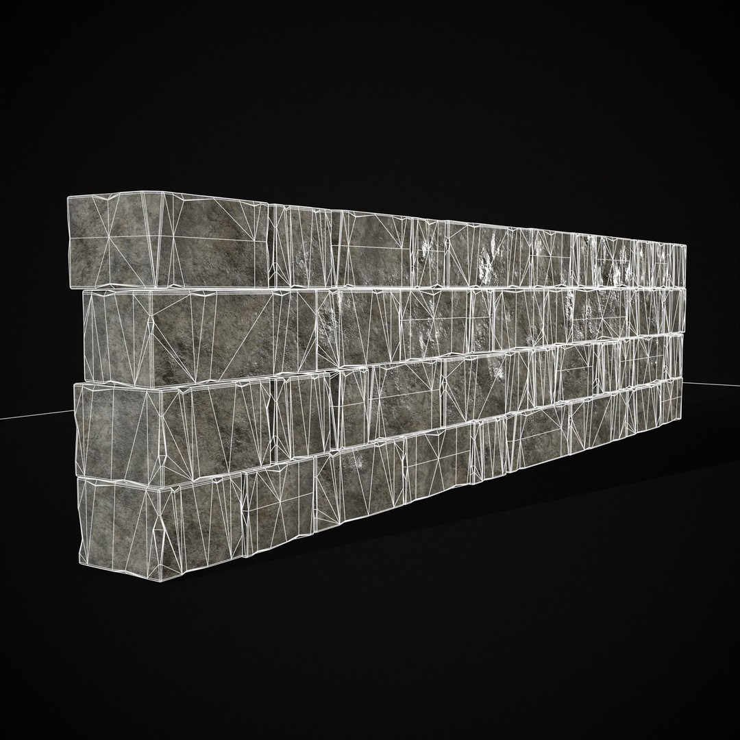 Medieval Cut Brick Wall 3D Model – Low Poly Game Asset, FBX, PBR Textures - View 27