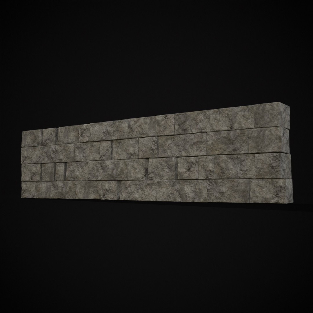Medieval Cut Brick Wall 3D Model – Low Poly Game Asset, FBX, PBR Textures - View 28