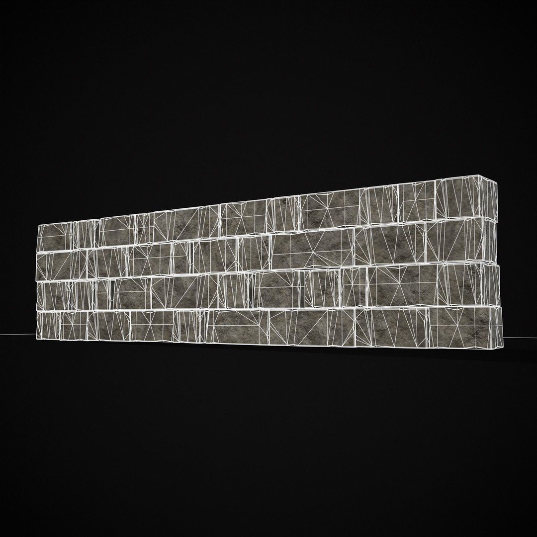 Medieval Cut Brick Wall 3D Model – Low Poly Game Asset, FBX, PBR Textures - View 29