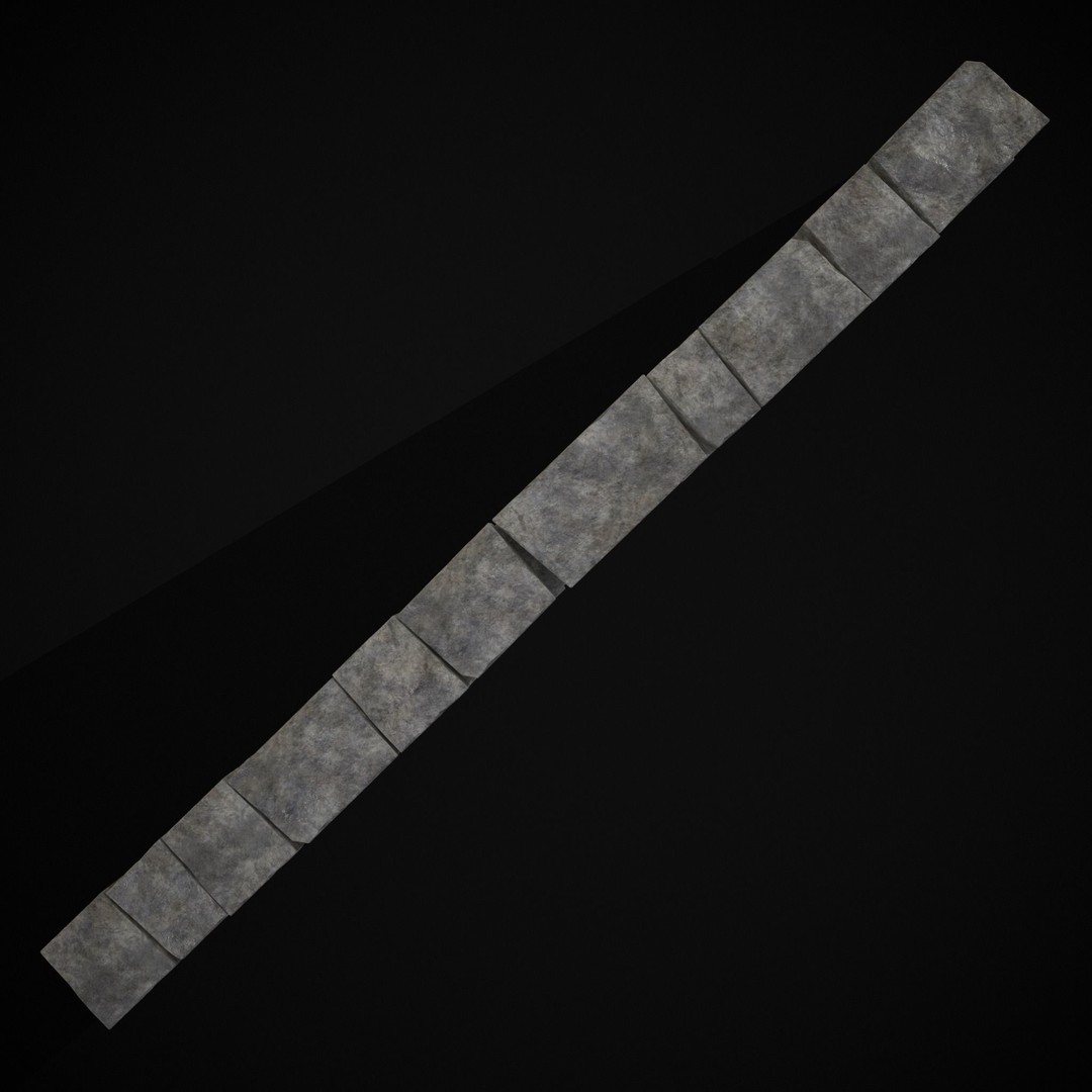 Medieval Cut Brick Wall 3D Model – Low Poly Game Asset, FBX, PBR Textures - View 30