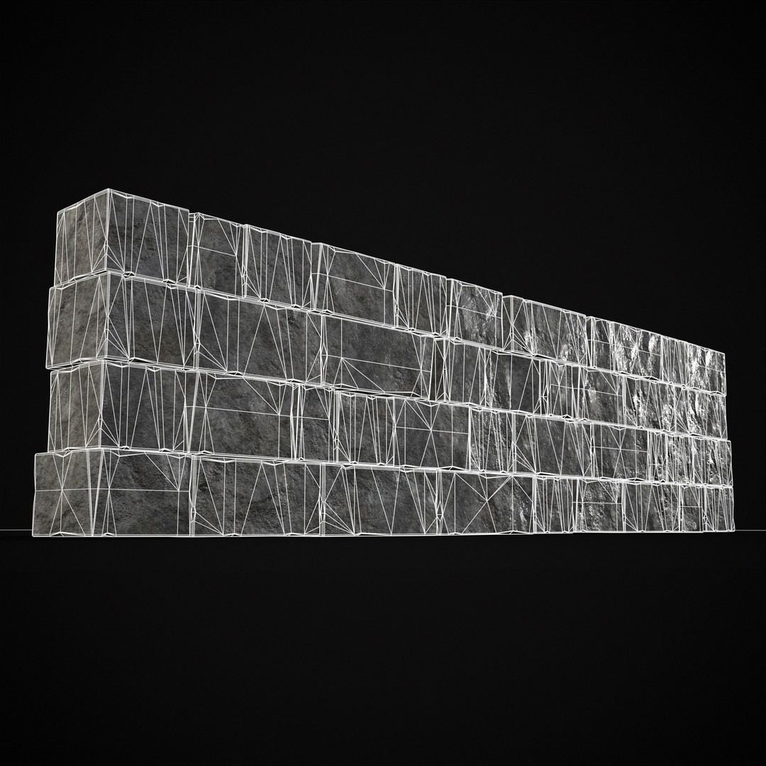 Medieval Cut Brick Wall 3D Model – Low Poly Game Asset, FBX, PBR Textures - View 33