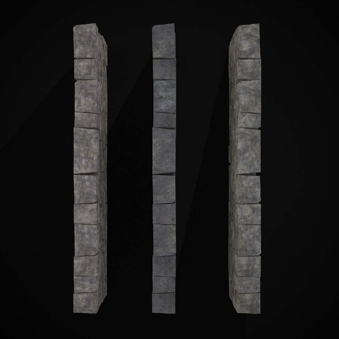 Medieval Cut Brick Wall 3D Model – Low Poly Game Asset, FBX, PBR Textures - View 6