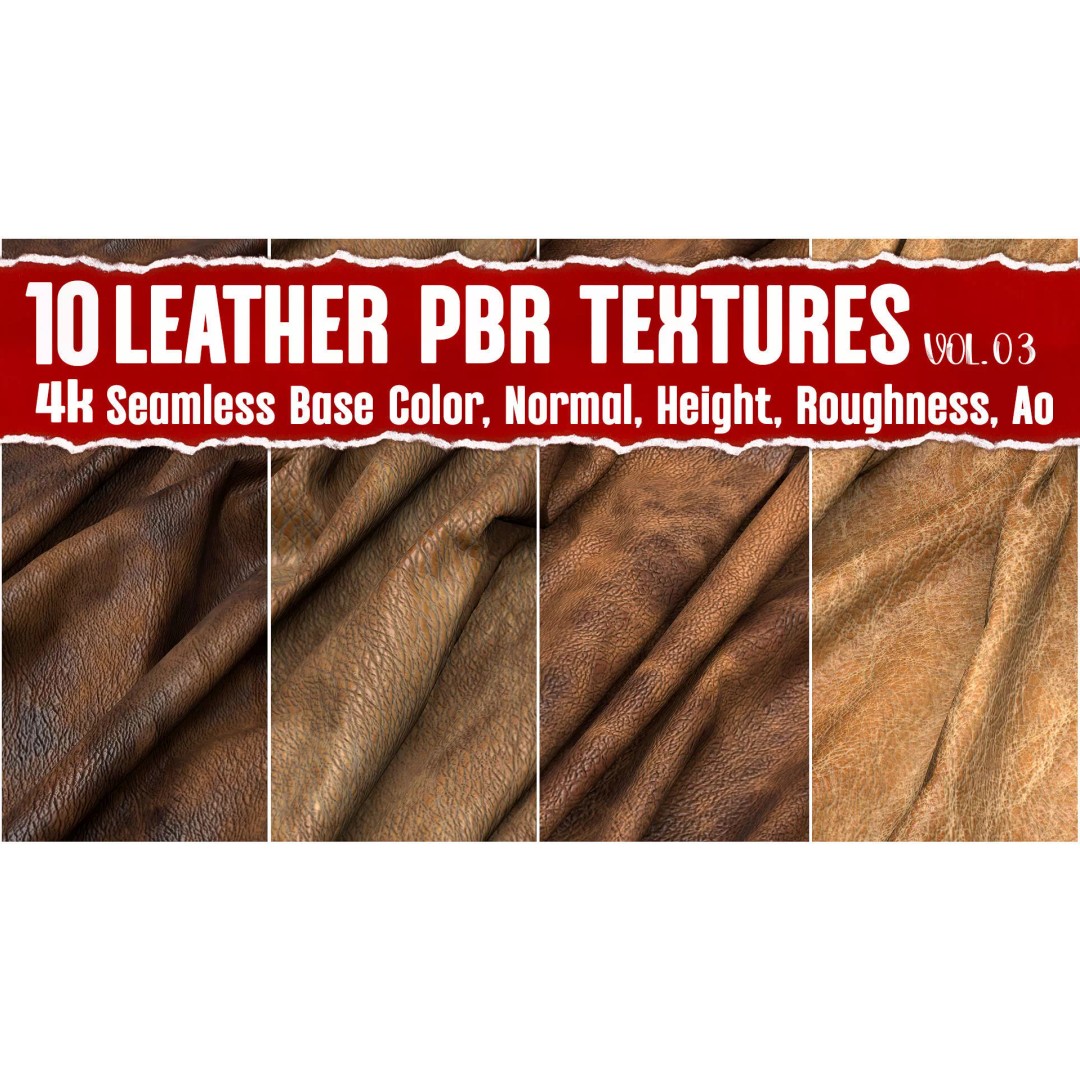 Leather PBR Texture 3D Model – 4K Seamless PNG Textures - View 2