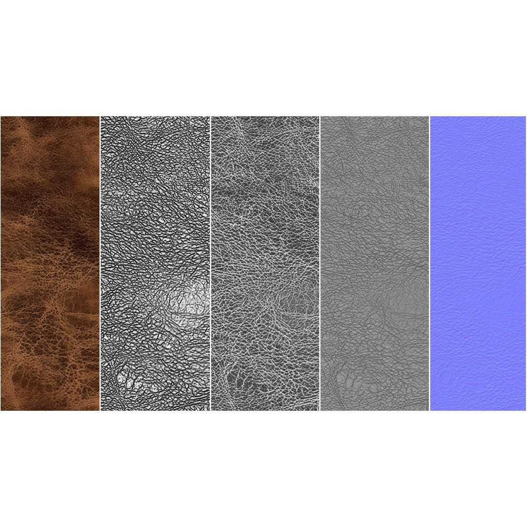 Leather PBR Texture 3D Model – 4K Seamless PNG Textures - View 3