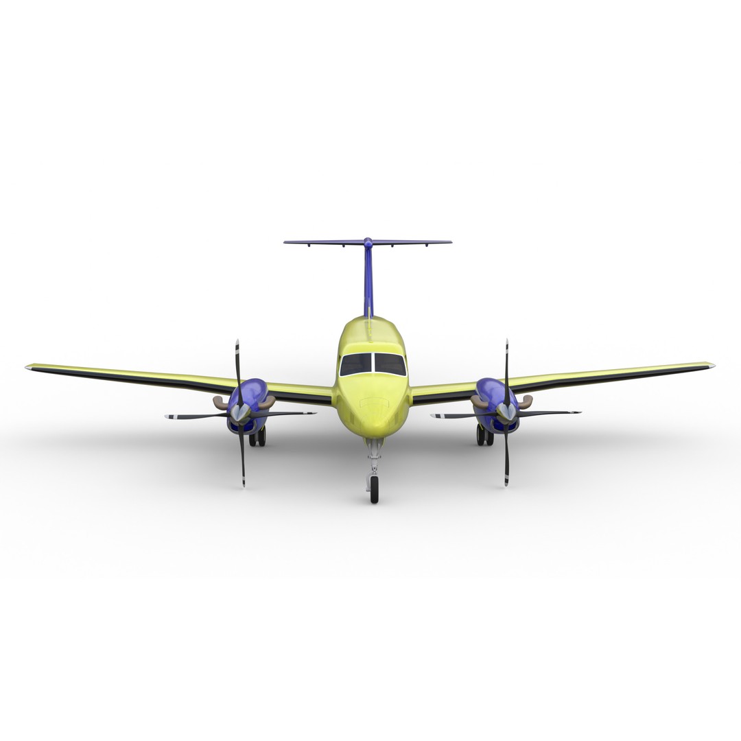 Beechcraft Hellenic Air Force 3D Model – Game-Ready Twin-Turboprop, Blender - View 10