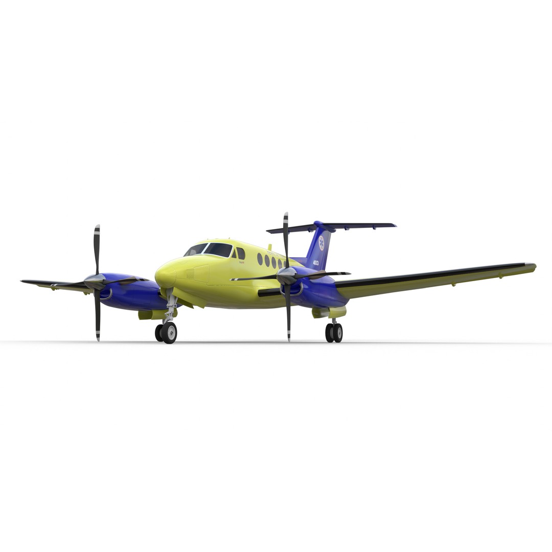 Beechcraft Hellenic Air Force 3D Model – Game-Ready Twin-Turboprop, Blender - View 11