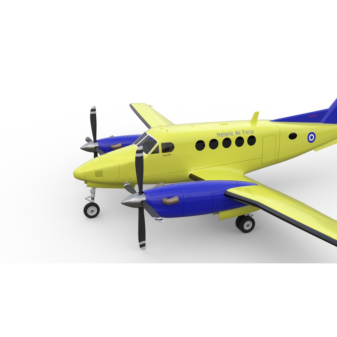 Beechcraft Hellenic Air Force 3D Model – Game-Ready Twin-Turboprop, Blender - View 13
