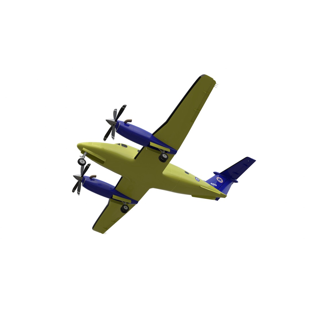 Beechcraft Hellenic Air Force 3D Model – Game-Ready Twin-Turboprop, Blender - View 18