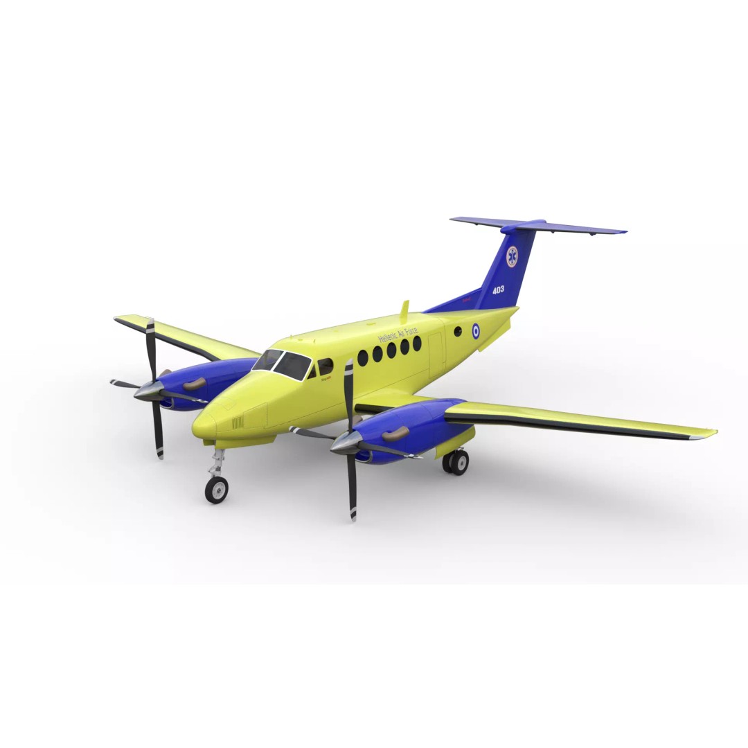 Beechcraft Hellenic Air Force 3D Model – Game-Ready Twin-Turboprop, Blender - View 2