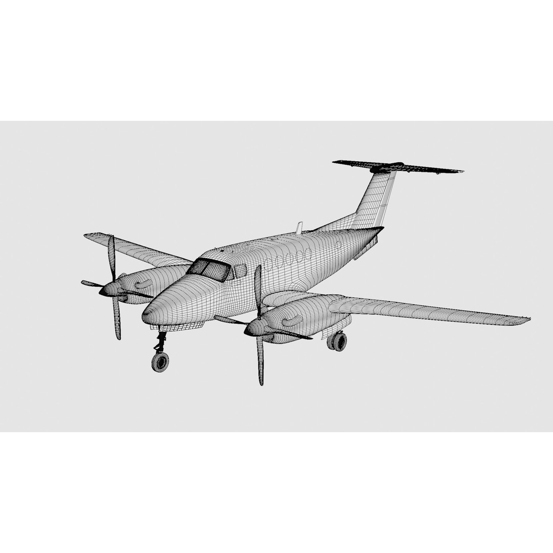 Beechcraft Hellenic Air Force 3D Model – Game-Ready Twin-Turboprop, Blender - View 22