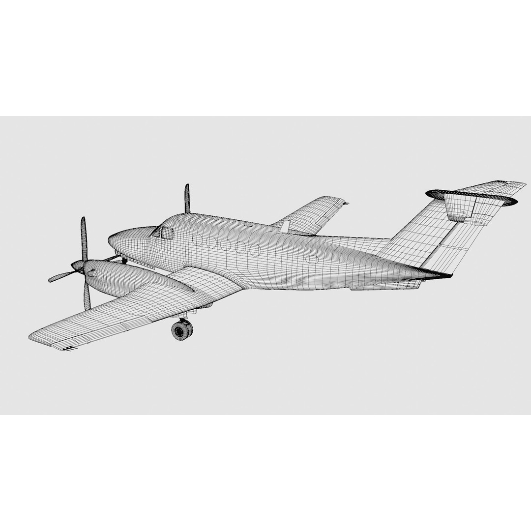 Beechcraft Hellenic Air Force 3D Model – Game-Ready Twin-Turboprop, Blender - View 24