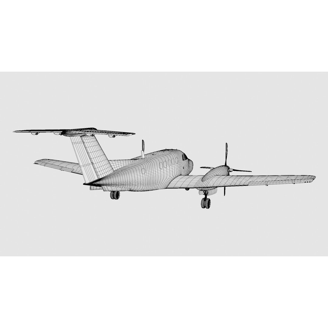 Beechcraft Hellenic Air Force 3D Model – Game-Ready Twin-Turboprop, Blender - View 27