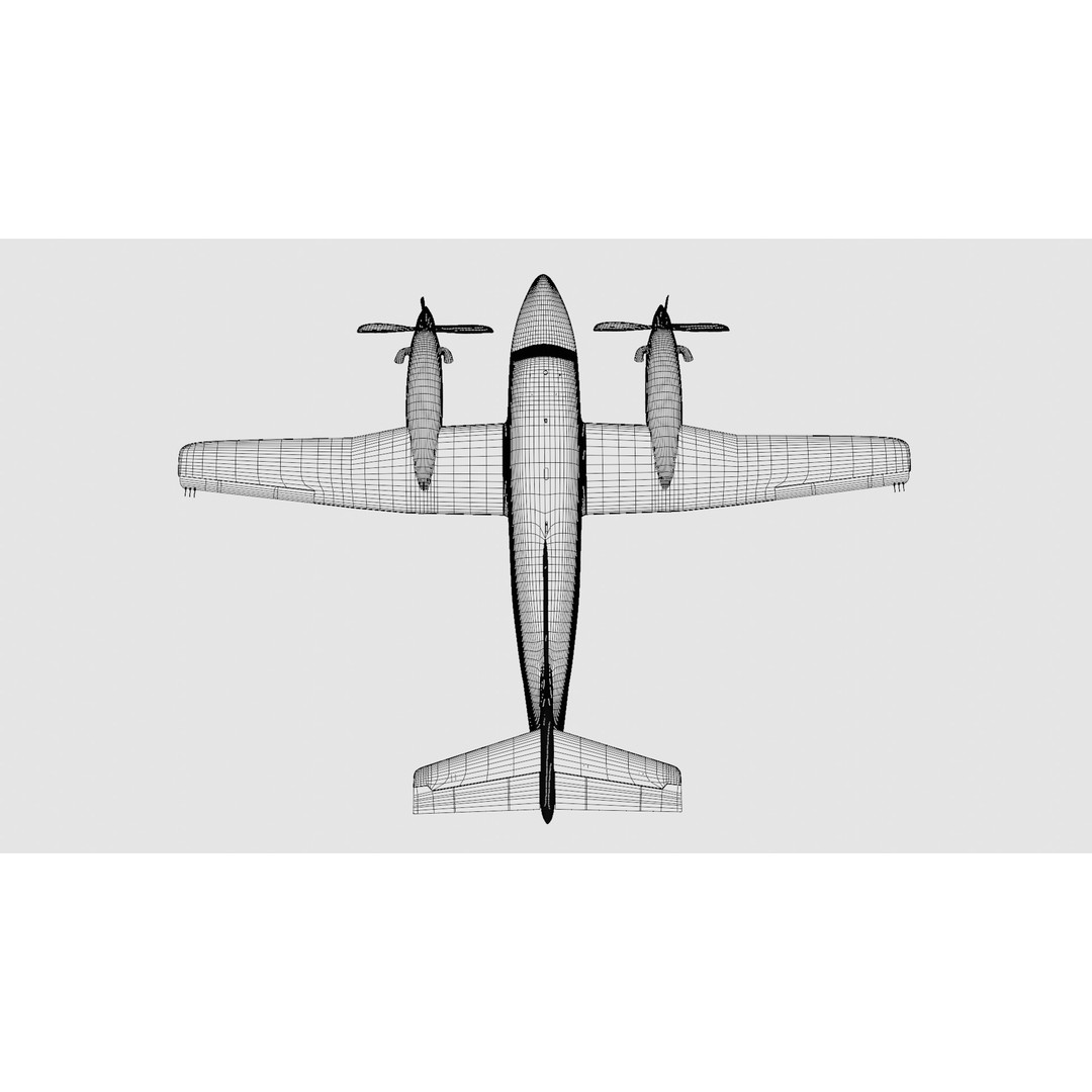 Beechcraft Hellenic Air Force 3D Model – Game-Ready Twin-Turboprop, Blender - View 29