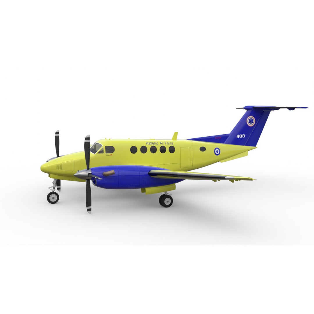 Beechcraft Hellenic Air Force 3D Model – Game-Ready Twin-Turboprop, Blender - View 3