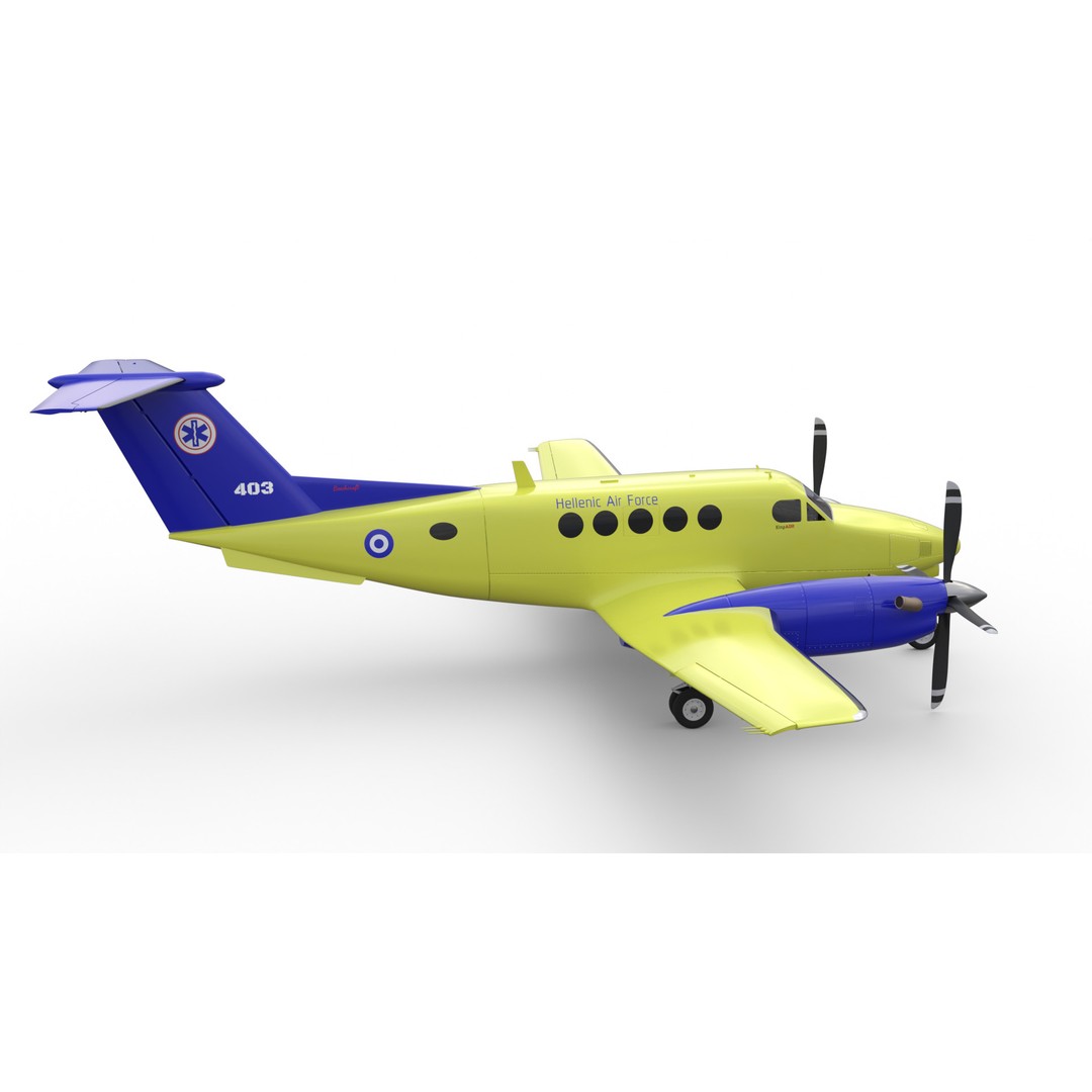 Beechcraft Hellenic Air Force 3D Model – Game-Ready Twin-Turboprop, Blender - View 8