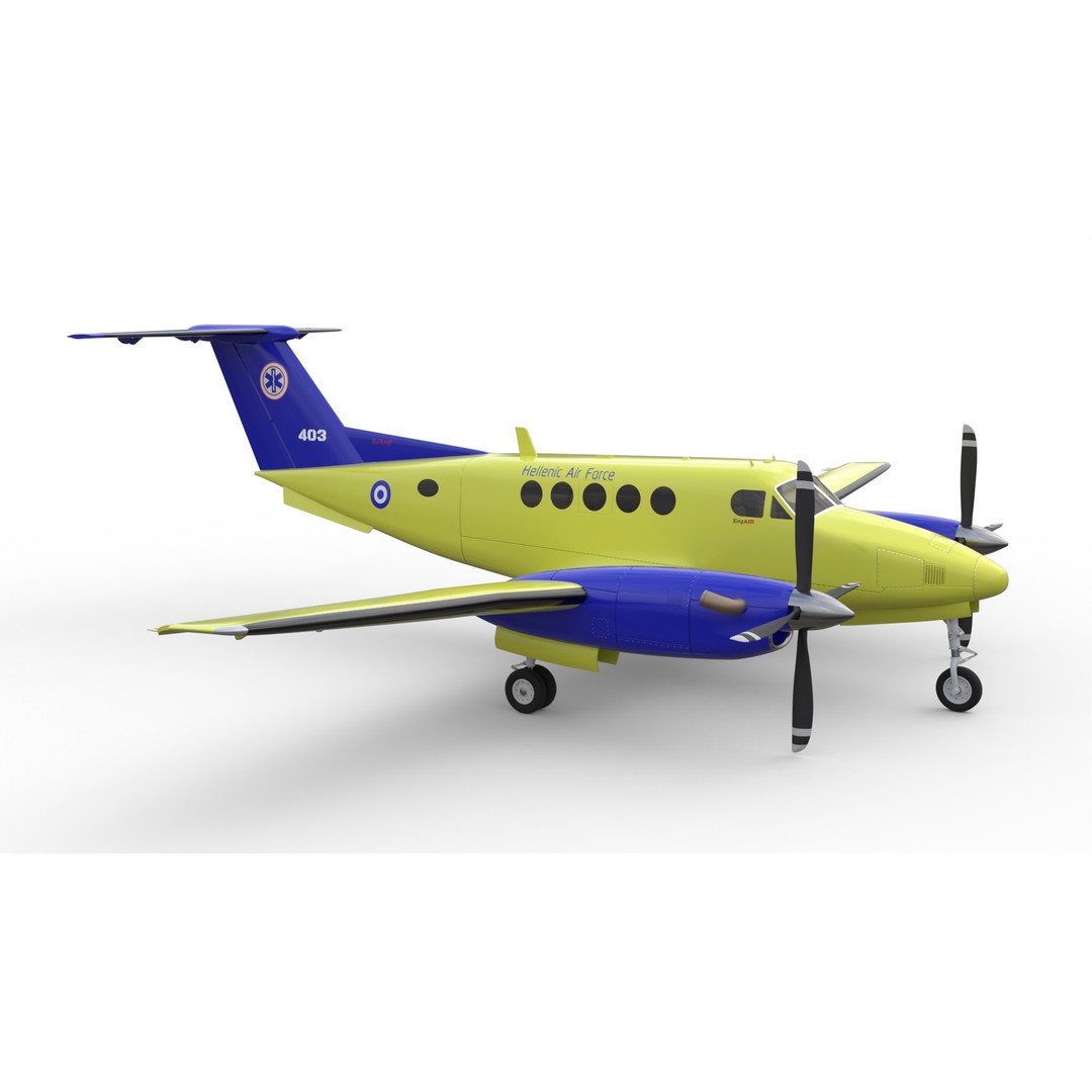 Beechcraft Hellenic Air Force 3D Model – Game-Ready Twin-Turboprop, Blender - View 9