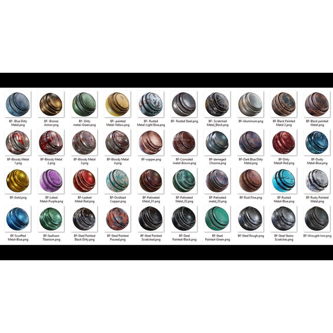 40 Metal Smart Material Textures 3D Model – PBR Customizable Assets