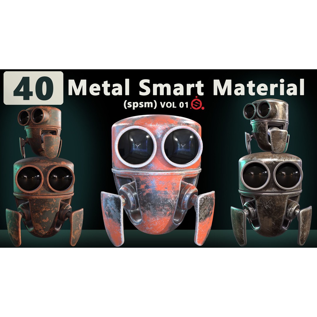 40 Metal Smart Material Textures 3D Model – PBR Customizable Assets - View 3