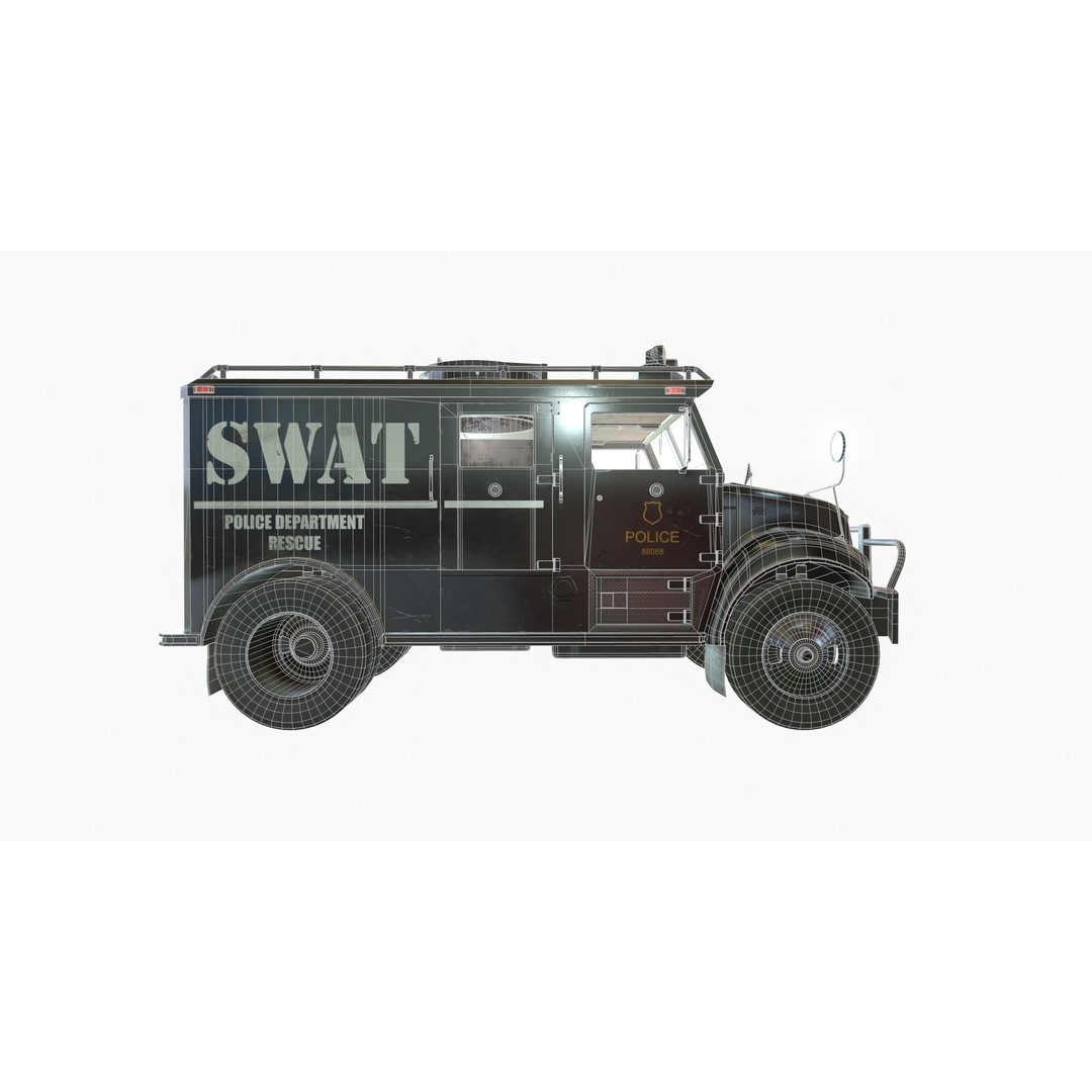 SWAT Van 3D Model – Low Poly Game Ready Asset with PBR Textures - View 10