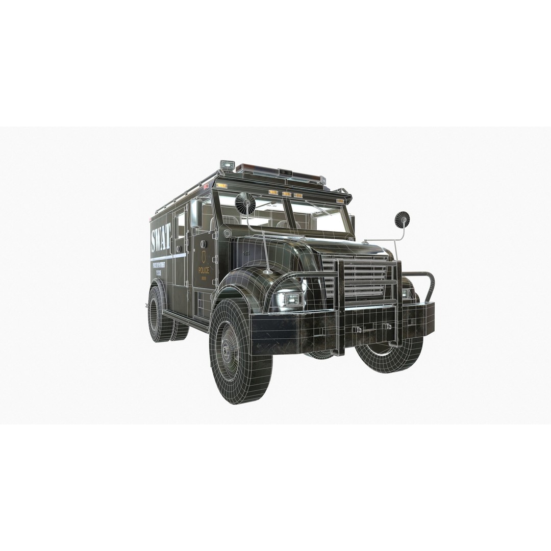 SWAT Van 3D Model – Low Poly Game Ready Asset with PBR Textures - View 12