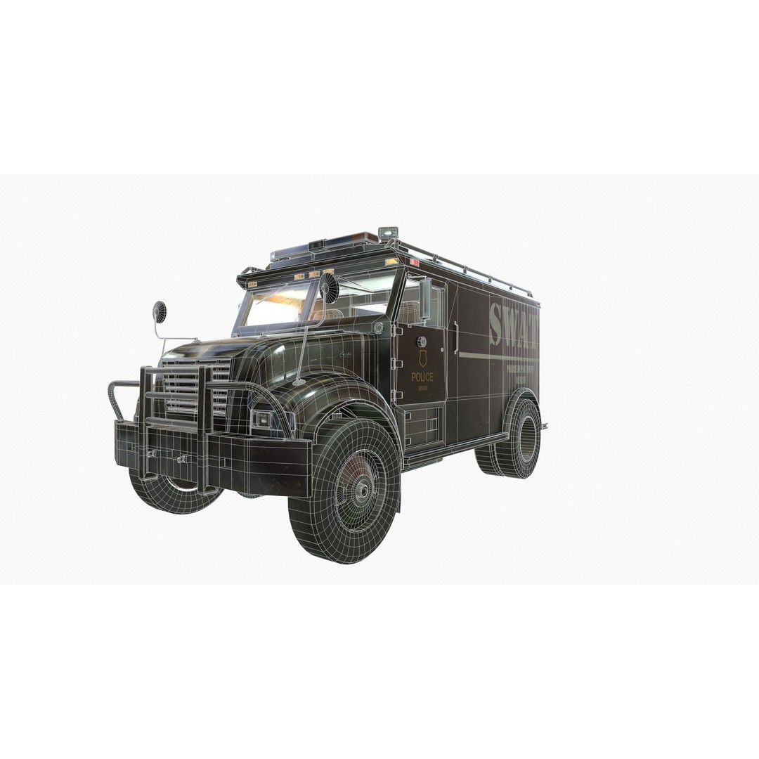 SWAT Van 3D Model – Low Poly Game Ready Asset with PBR Textures - View 14