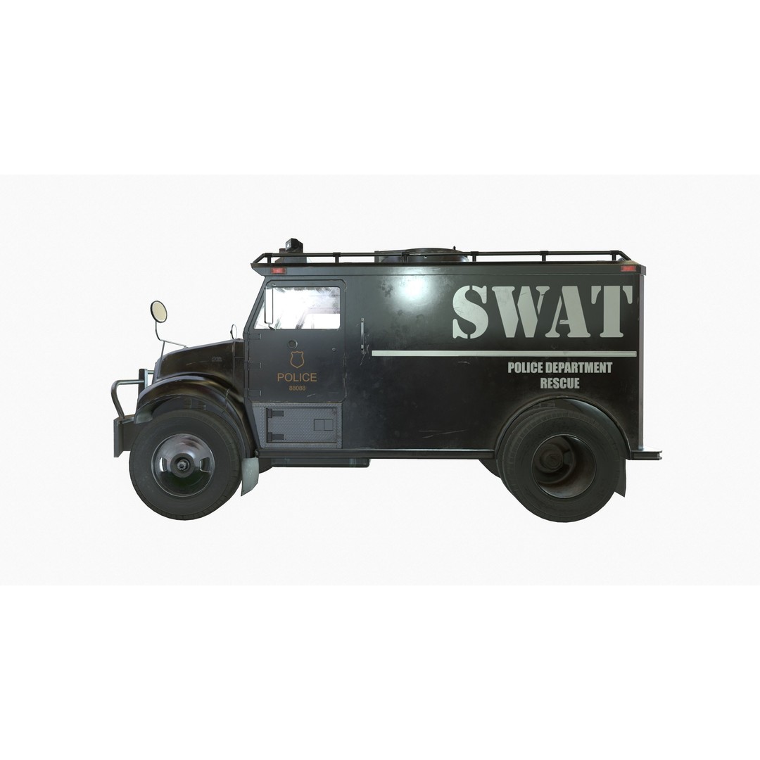 SWAT Van 3D Model – Low Poly Game Ready Asset with PBR Textures - View 15