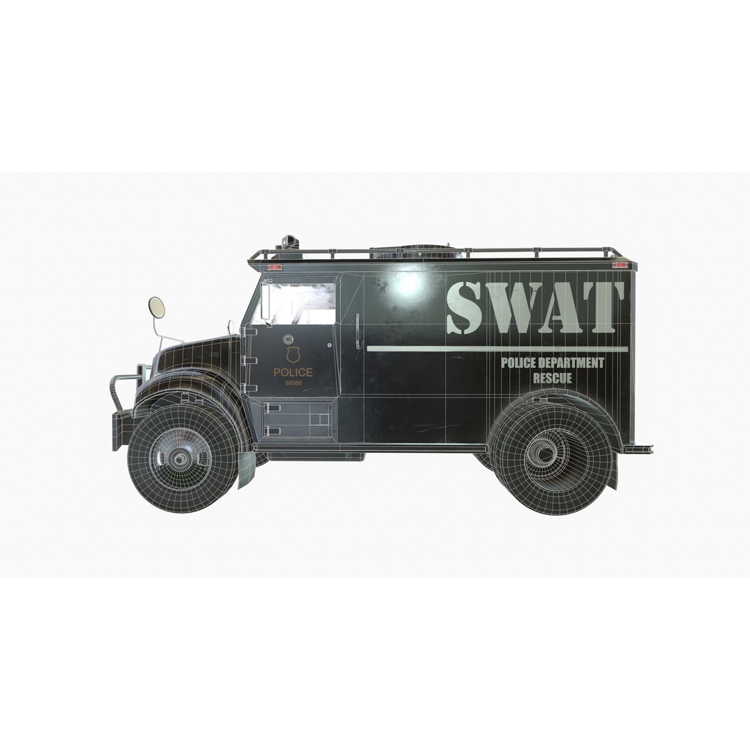 SWAT Van 3D Model – Low Poly Game Ready Asset with PBR Textures - View 16