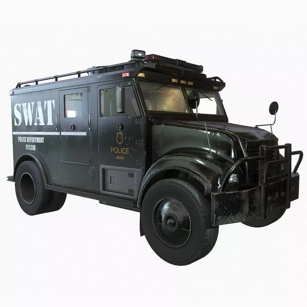 SWAT Van 3D Model – Low Poly Game Ready Asset with PBR Textures - View 2