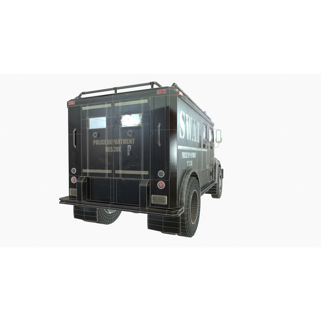SWAT Van 3D Model – Low Poly Game Ready Asset with PBR Textures - View 20