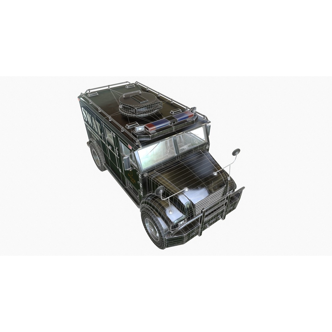 SWAT Van 3D Model – Low Poly Game Ready Asset with PBR Textures - View 22