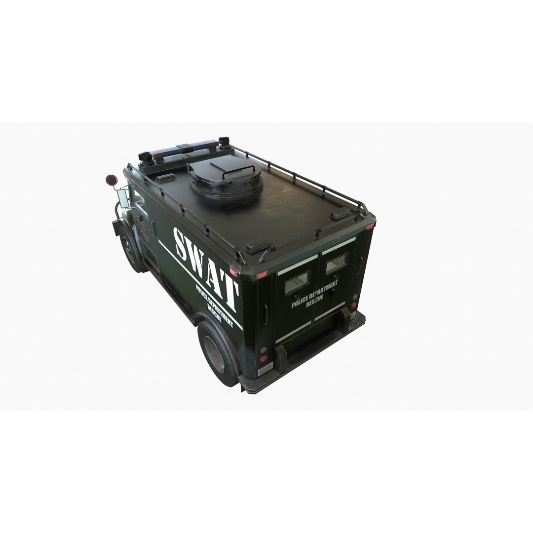 SWAT Van 3D Model – Low Poly Game Ready Asset with PBR Textures - View 23